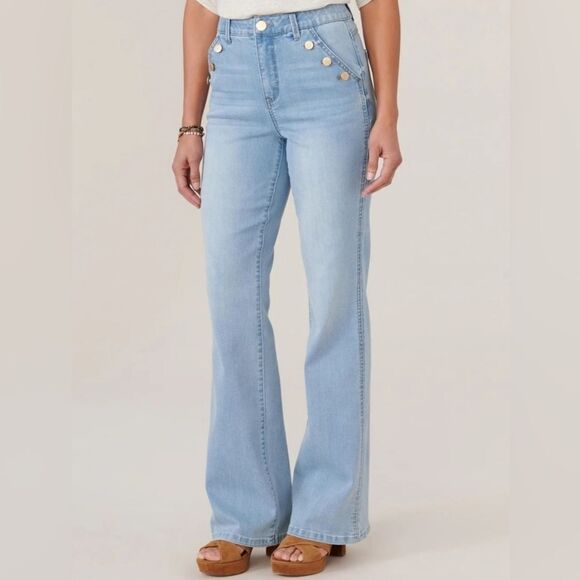 Democracy Ab solution Skyrise Long Flare Jean w Angled Button-Lined Pockets 12 - Picture 9 of 9